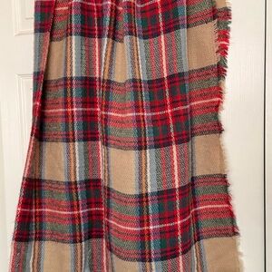 Plaid Scarf with Red and Green Accents